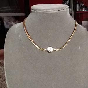 Christian Dior vintage goldtone chocker with brigh